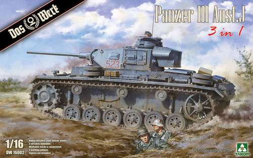 Panzer III Ausf J, German Tank, 3in 1  1/16 Plastic Kit