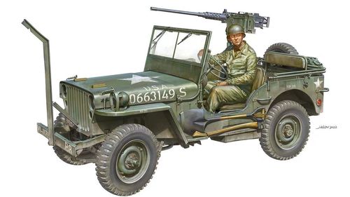 4x4 1,5t Truck "Willys Jeep", US Army Off-Road Vehicle, Plastic Kit 1/16 Scale