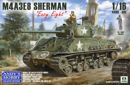 M4A3 E8 Sherman "Easy Eight" (HVSS), US ARMY Tank, Plastic Model Kit 1/16 Scale