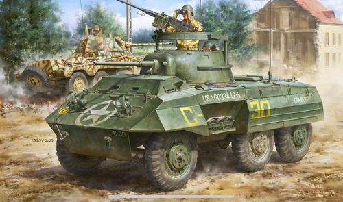 M8 Greyhound, US Light Armored Car (2in1  Early and late Version), Plastic Model Kit 1/16 Scale