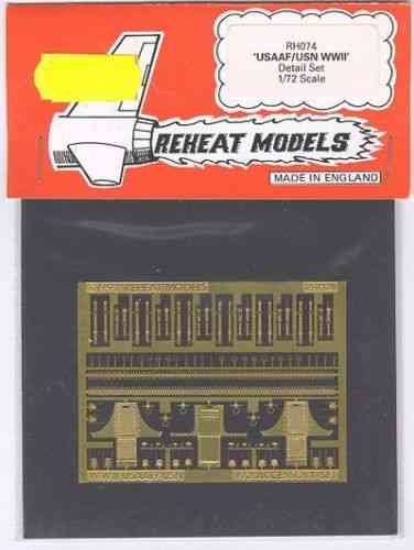 USAAF/USN WWII Detail Set, Reheat Photoetched Parts, 1/72