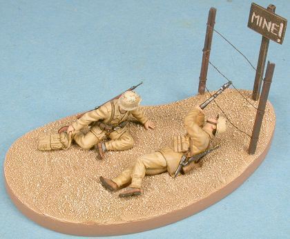 German Infantry DAK  with Base, handpainted diecast figures, 1/48