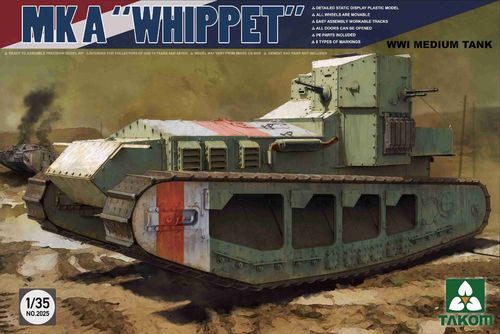 MK A "Whippet" WWI Mittlerer Panzer,  Plastikbausatz, 1/35