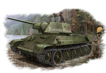 T-34/76, geschweißter Turm (Modell 1943  Fabrik.-Nr. 112), Sowjetischer Panzer, 1/48 Plastikbausatz