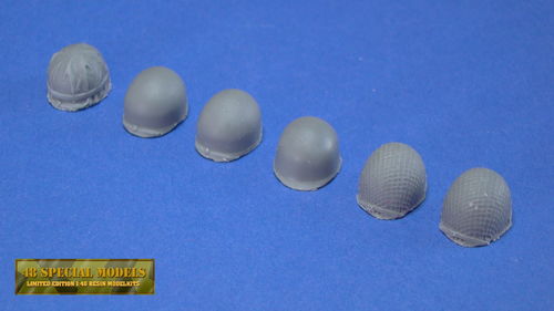 US Helmets, WWII, 6 pieces, Resin Kit, 1/18