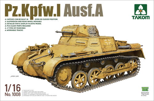 Pz.Kpfw.I Ausf.A, German Tank, Plastic Model Kit 1/16 scale