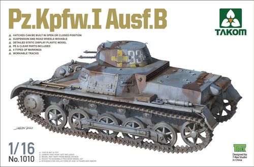 Pz.Kpfw.I Ausf.B, German Tank, Plastic Model Kit 1/16 Scale