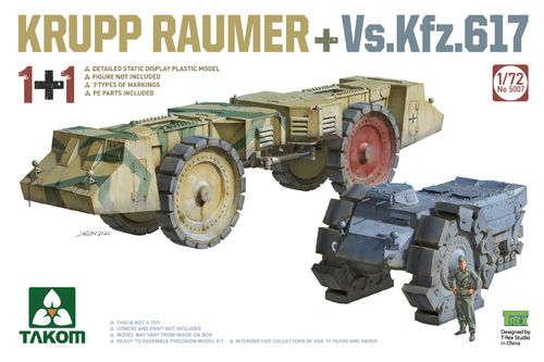 Krupp Räumer und Vs.Kfz.617, German Mine Clearer WWII, 1/72 Plastic Kit