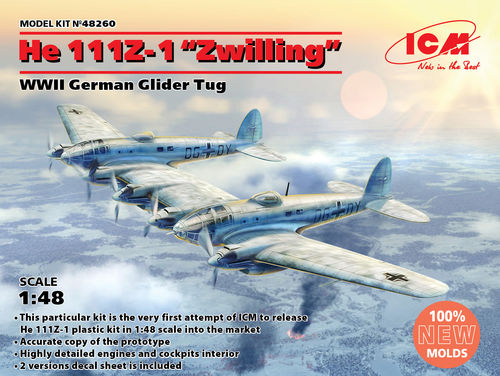 He 111Z-1 "Zwilling" plus 2 Ätzteilesätze von Eduard! 1/48 Plastikbausatz