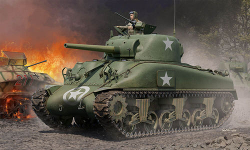 M4A1 Mittlerer Panzer, US Army, WWII, Plastikbausatz 1/16